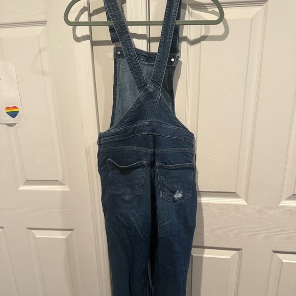 H&M | Divided Denim Distressed Bib Overalls | Medium Wash | Size 2 - Picture 6 of 8